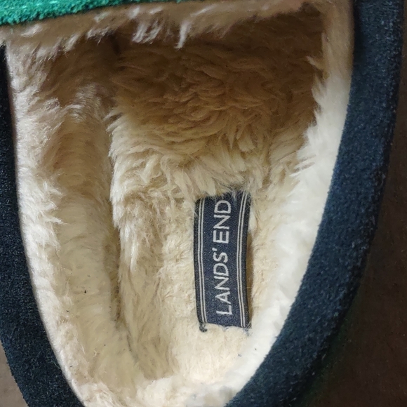 Lands End Kids Suede Leather Moccasin Slippers  Size 2 Warm & Cozy - Picture 4 of 4